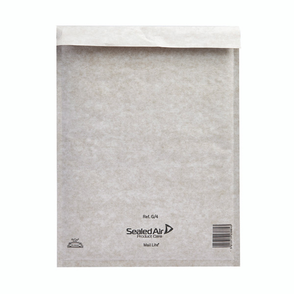 MQ02007 Mail Lite Bubble Lined Postal Bag Size G 4 240x330mm White Pack 50 MLW G 4