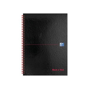 Oxford Black N Red Hardback Wirebound Notebook 140 Pages A4 (Pack of 2) 400194794