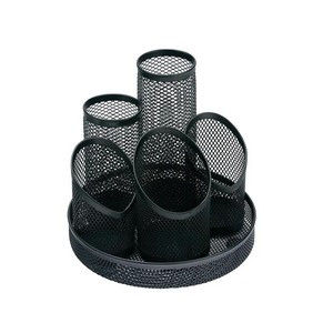 5 Star 5 Compartment Wire Mesh Desk Tidy Scratch Resistant Non-Marking Base Black 319612