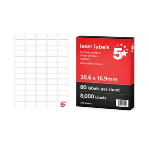 5 Star A4 Mini Sheet Labels 35.6x16.9mm White Pack of 8000 FS679505