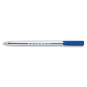 5 Star Ball Pen Medium 1mm Tip 0.7mm Line Clear Barrel Blue (Pack of 50) 295195