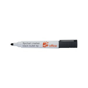 5 Star Flipchart Marker Bullet Tip Water-based 2mm Line Black (Pack of 12) 909884