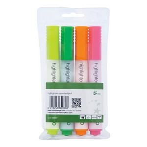 5 Star Highlighter Chisel Tip 1-5mm Line Assorted (Pack of 4) 938067