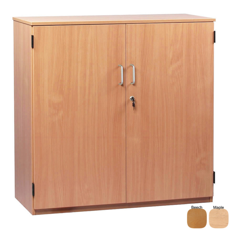 MEQ1000C-M Monarch Stock Cupboard with 1 Fixed 2 Adjustable Shelves Lockable Doors W1030 x D477 x H1018mm Beech