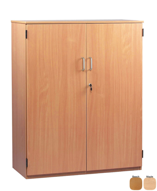 MEQ1250C-M Monarch Stock Cupboard with 1 Fixed 2 Adjustable Shelves Lockable Doors W1030 x D477 x H1268mm Beech