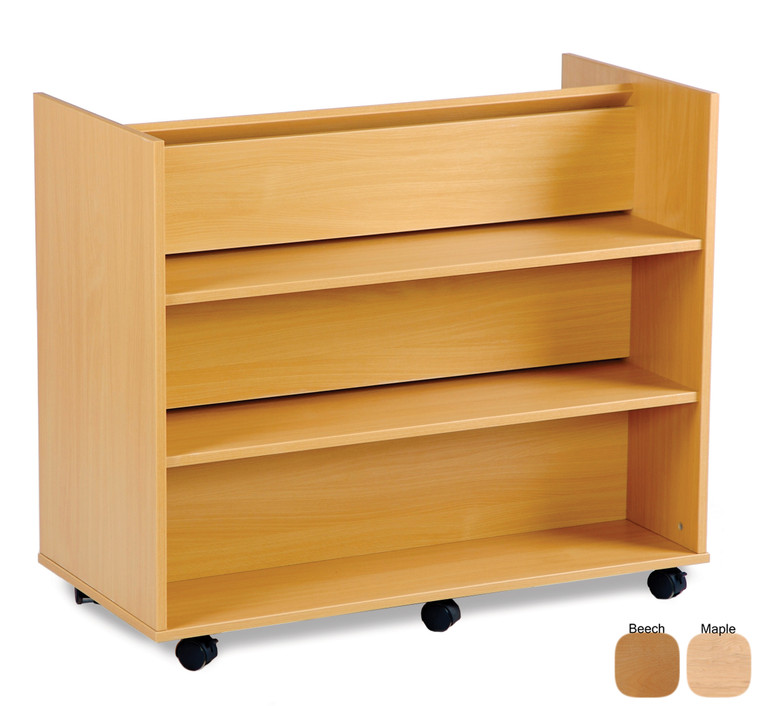 Monarch Library Unit with 3 Angled Shelves one side 3 Horizontal Shelves on the other Beech