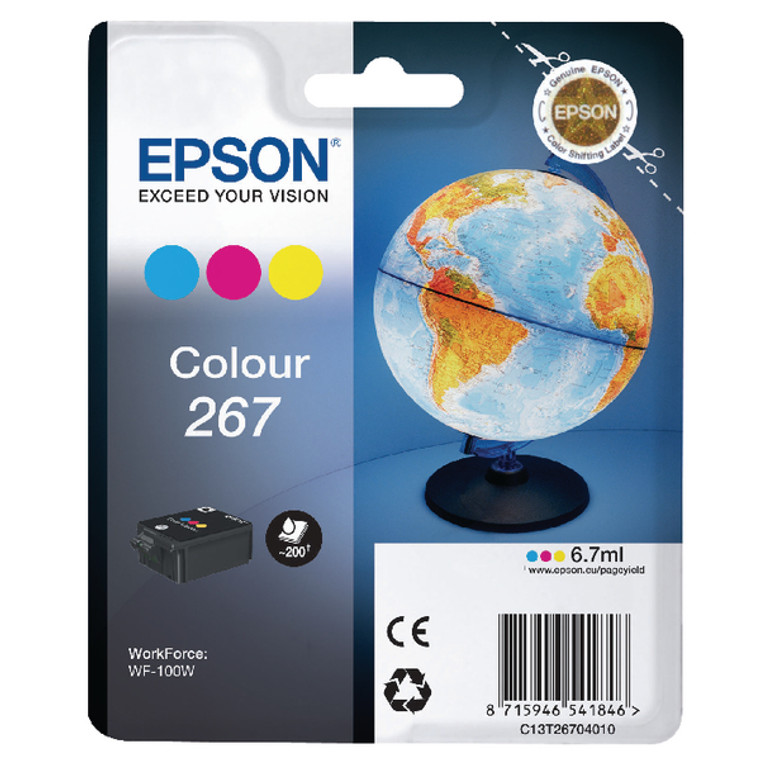 C13T26704010 Epson C13T26704010 267 CMY Colour Ink Cartridge Globe