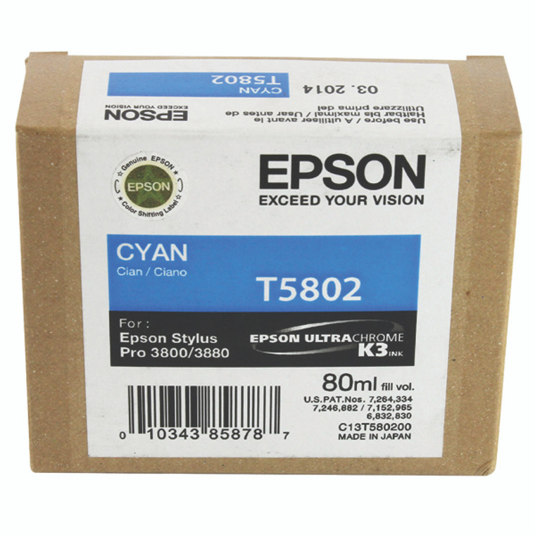 T580200 Epson C13T580200 T5802 Cyan Ink Cartridge