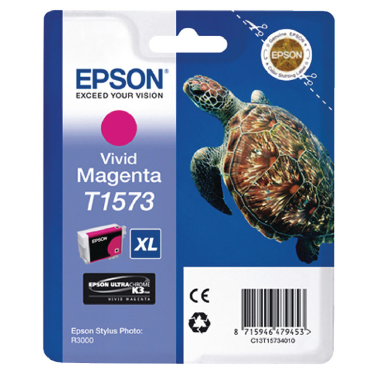 T15734010 Epson C13T15734010 T1573 Vivid Magenta Ink Cartridge Turtle