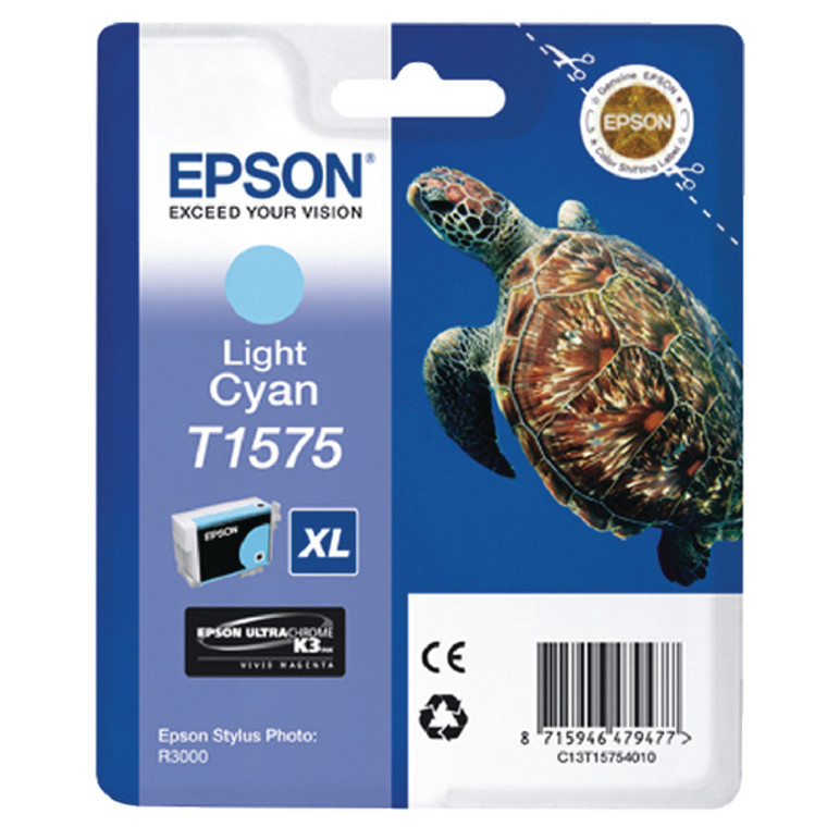 T15754010 Epson C13T15754010 T1575 Light Cyan Ink Cartridge Turtle