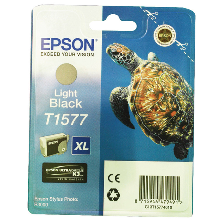 T15774010 Epson C13T15774010 T1577 Light Black Ink Cartridge Turtle