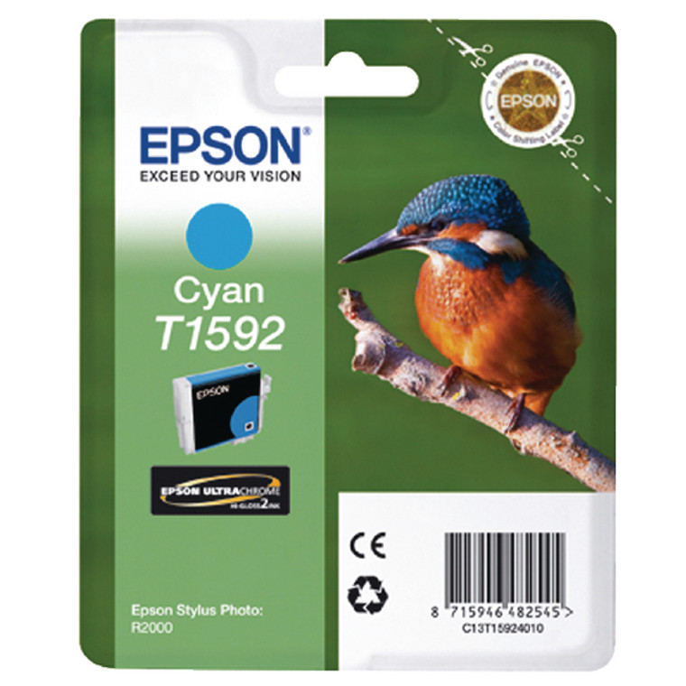 T15924010 Epson C13T15924010 T1592 Cyan Ink Cartridge Kingfisher