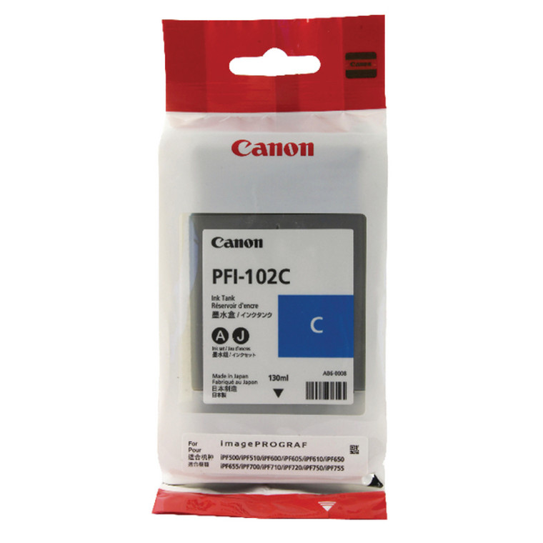 PFI-102C Canon 0896B001 PFI-102 Cyan Dye Ink Tank