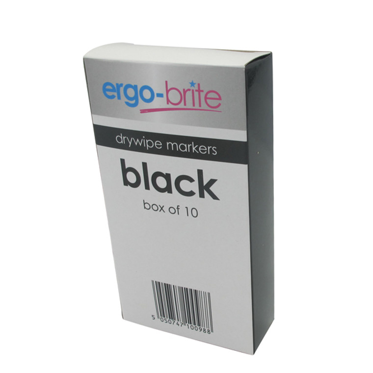 JN10098 Ergo-Brite Drywipe Marker Rubber Grip Black Pack 10 JN10098