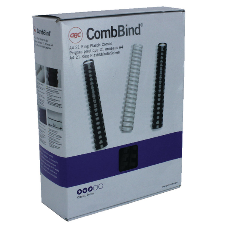 GB21671 GBC CombBind Binding Combs 16mm Black Pack 100 4028600