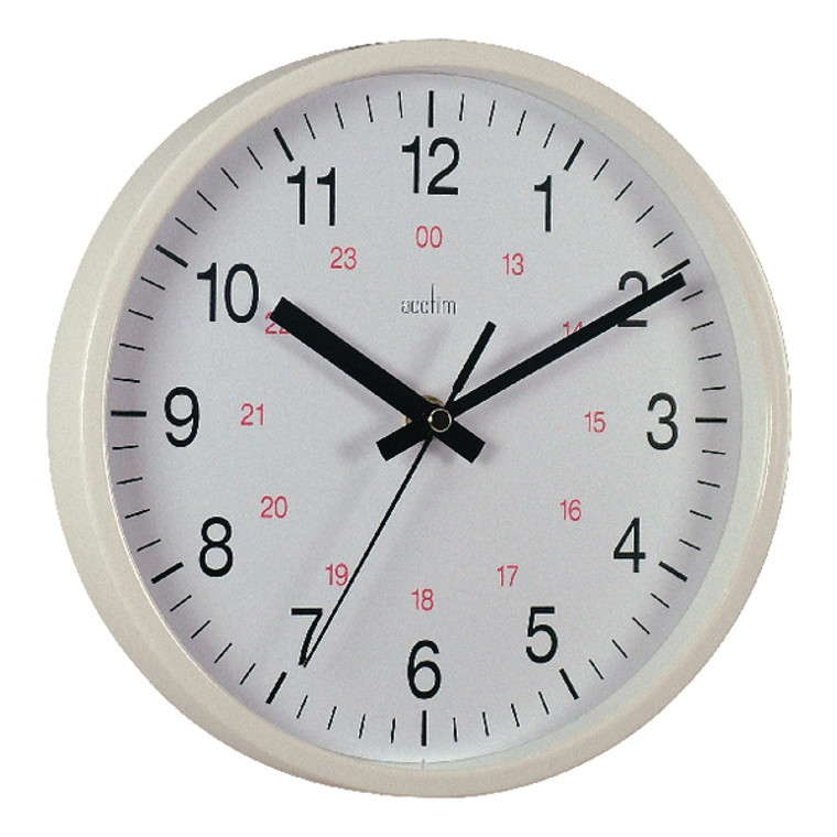 ANG21202 Acctim Metro 24 Hour Plastic Wall Clock 355mm White 21202