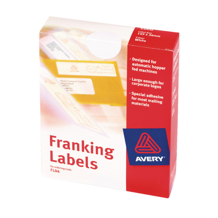 AV52001 Avery Franking Label 140 x 38mm 2 Per Sheet White Pack 1000 FL01