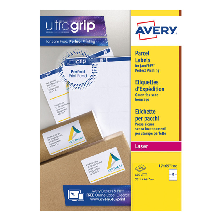 AVL7165 Avery Ultragrip Laser Labels 99 1x67 7mm White Pack 800 L7165-100