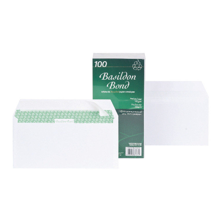 JDF80275 Basildon Bond DL Wallet Envelope Plain White Pack 100 F80275