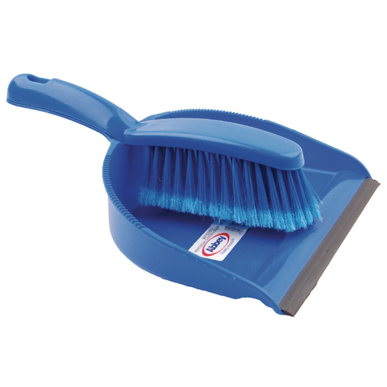 CX03974 Dustpan Brush Set Blue Rubber lipped edge soft bristled handle 102940BU