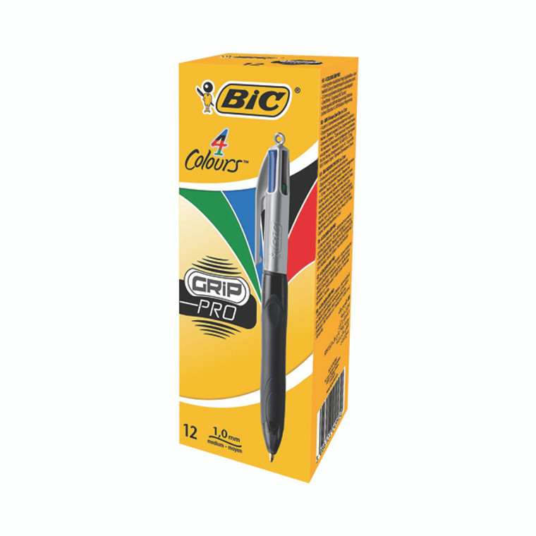 BC30754 Bic 4 Colours Pro Retractable Ballpoint Pen Pack 12 902129