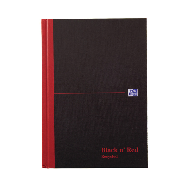 JDC93256 Black n Red Ruled Recycled Casebound Hardback Notebook 192 Pages A5 Pack 5 100080430