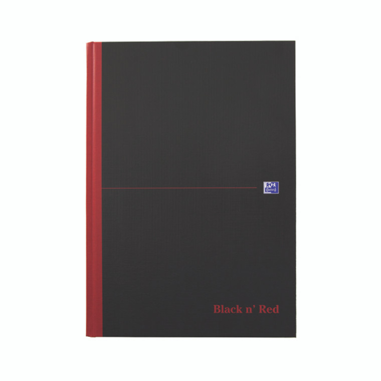 JDF66173 Black n Red Narrow Ruled Casebound Hardback Notebook A4 Pack 5 100080474