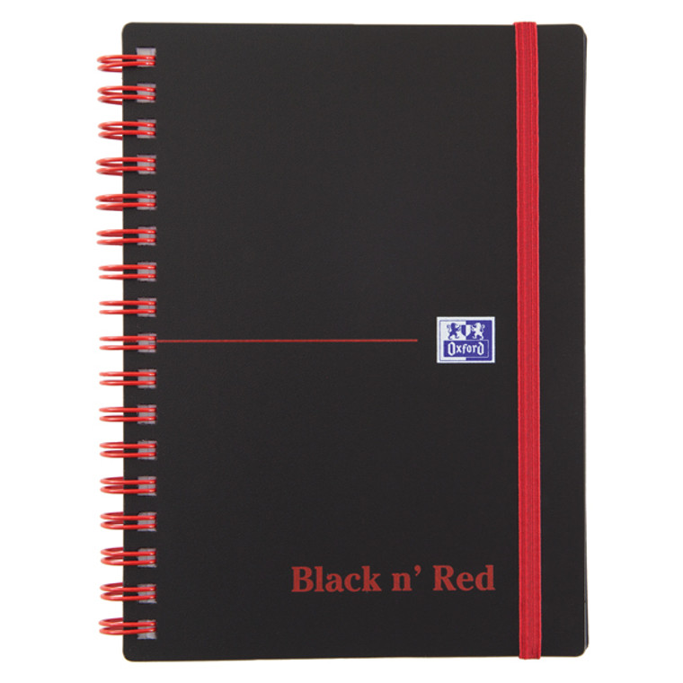 JDF67010 Black n Red Ruled Polypropylene Wirebound Notebook 140 Pages A6 Pack 5 100080476