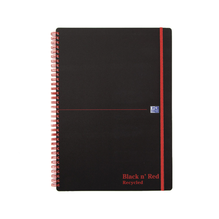 JDE67024 Black n Red Recycled Polypropylene Wirebound Notebook 140 Pages A4 Pack 5 846350973