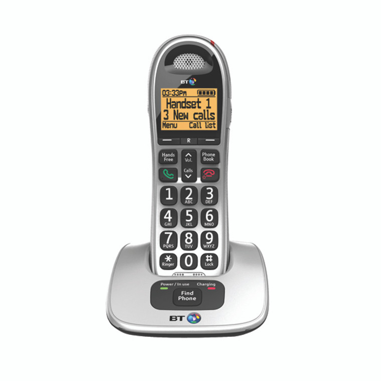 BT61579 BT BT4000 Single Big Button DECT Cordless Phone Silver Black 069264