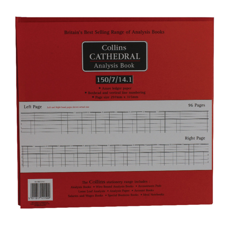 CL1507141 Collins Cathedral Analysis Book Petty Cash 96 Pages 812150 8