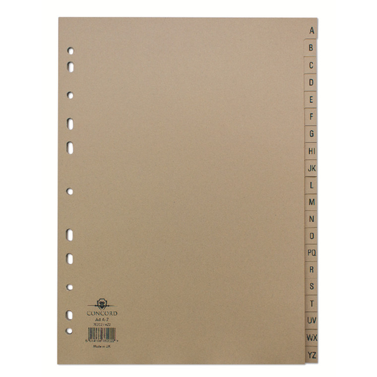 JT78202 Concord Index A-Z 20-Part A4 Kraft Manilla Buff 78202 AZ2