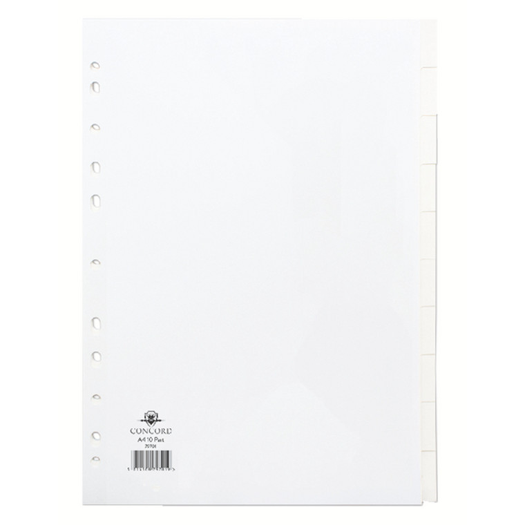 JT79701 Concord Divider 10-Part A4 150gsm White 79701 97