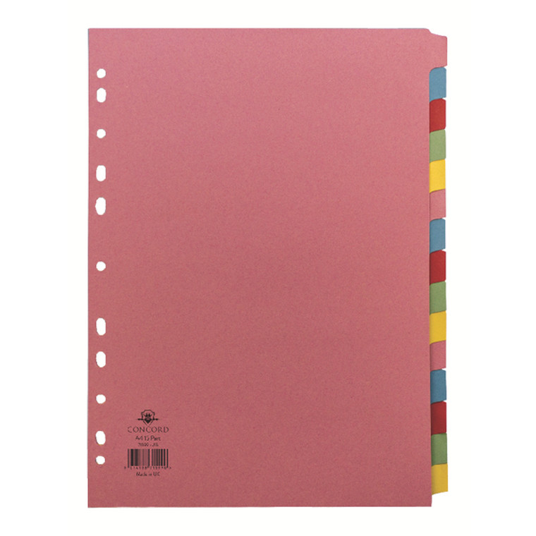 JT71599 Concord Divider 15-Part A4 160gsm Multicoloured 71599 J15