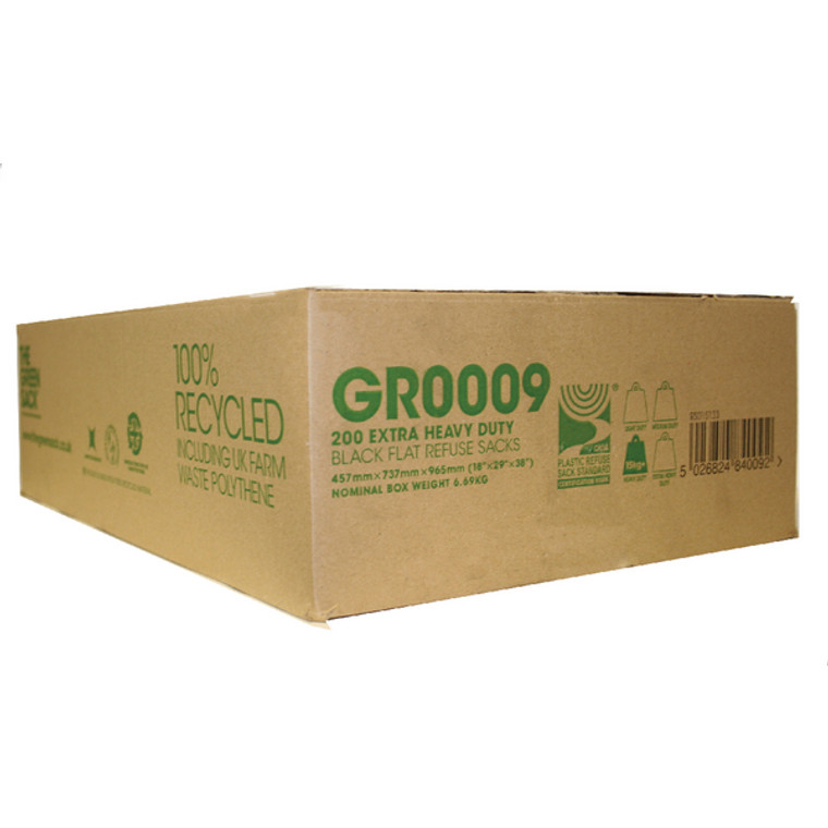 CPD83003 The Green Sack Extra Heavy Duty Refuse Sack Black Pack 200 GR0009