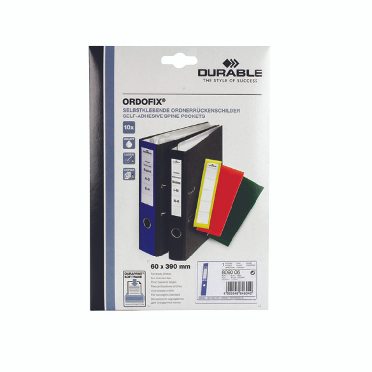 DB8090BU Durable Blue Ordofix File Spine Label Pack 10 8090 06