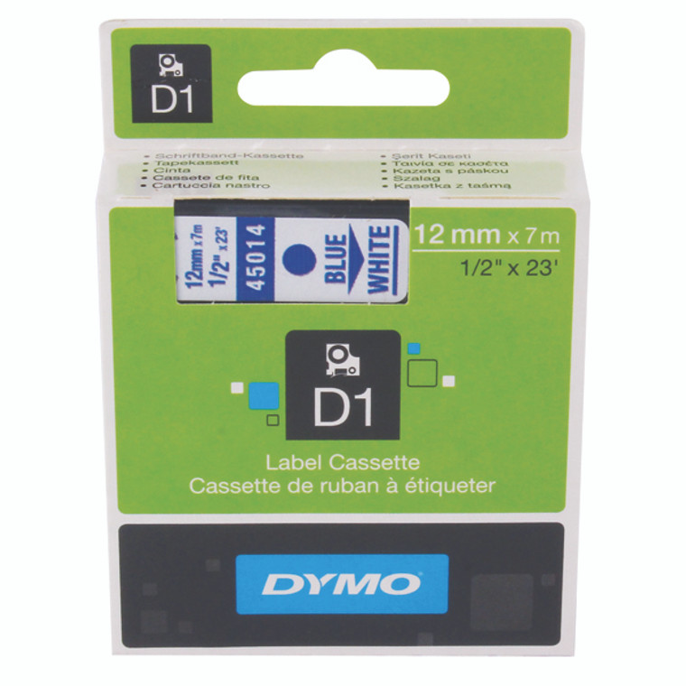 ES45014 Dymo 45014 D1 LabelMaker Tape 12mm x 7m Blue on White S0720540