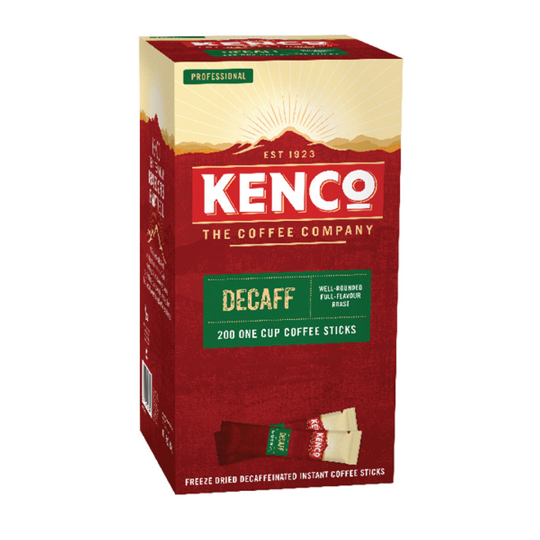KS65689 Kenco Instant Freeze Dried Decaffeinated Coffee Sticks 1 8g Pack 200 89951