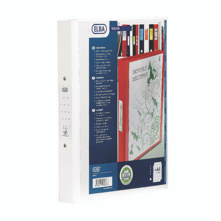 BX130407 Elba Vision White A4 2 Ring Binder 100080889