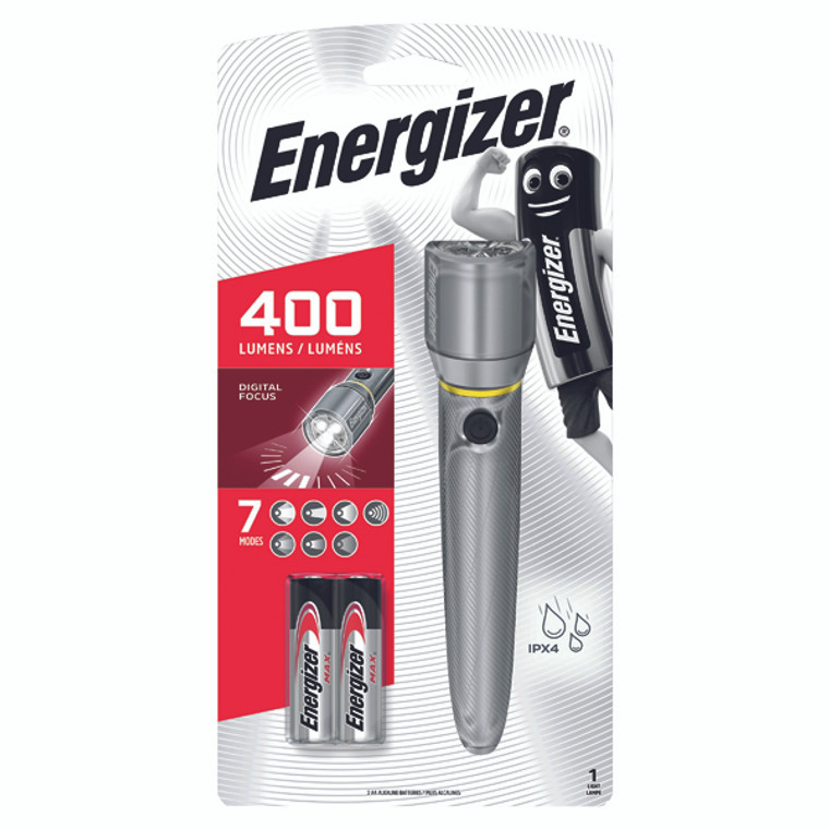 ER34041 Energizer Metal LED Torch 2xAA Silver 634041
