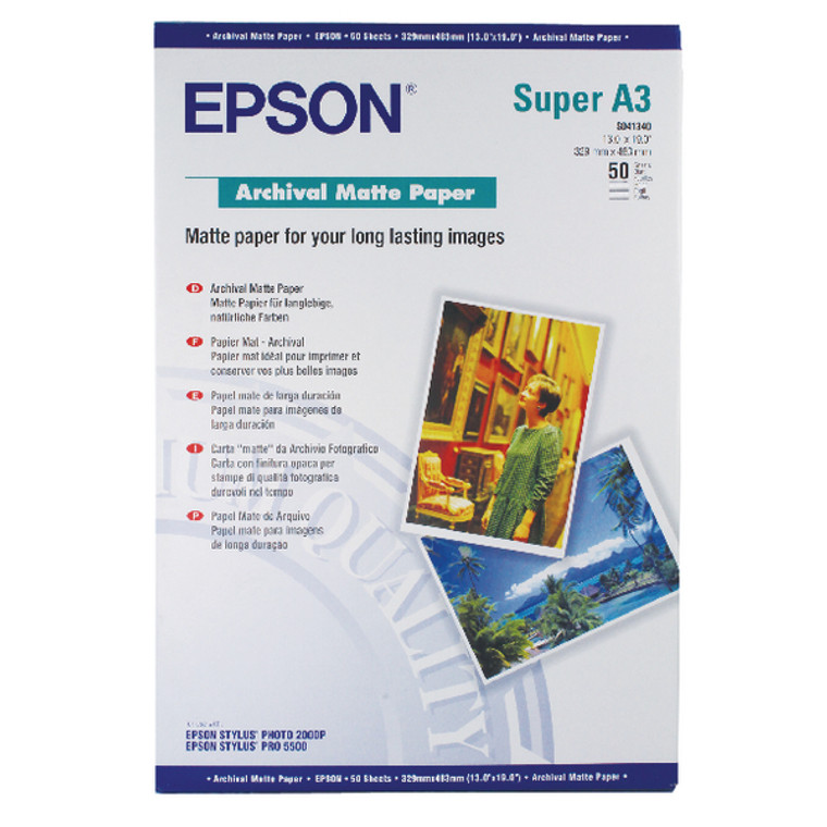 EP83005 Epson Archival Super A3 Paper 192gsm Matte White Pack 50 C13S041340