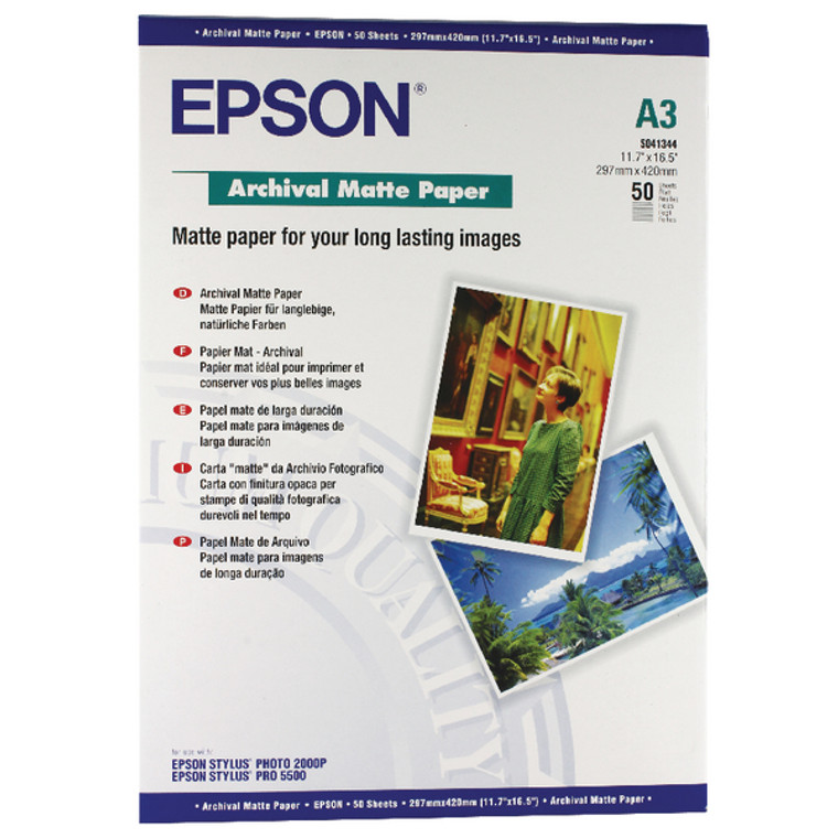 EP41344 Epson Archival A3 Paper 192gsm Matte White Pack 50 C13S041344