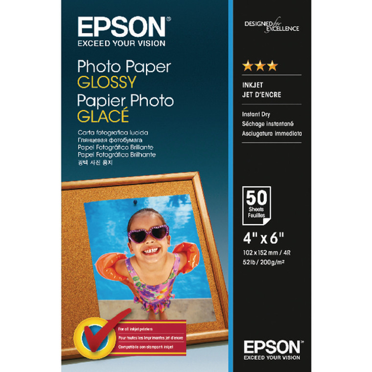 EP52949 Epson Inkjet Photo Paper 10x15cm 200gsm Glossy Pack 50 C13S042547