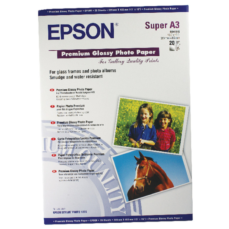 EP41316 Epson Premium A3 Glossy Photo Paper Pack 20 C13S041316