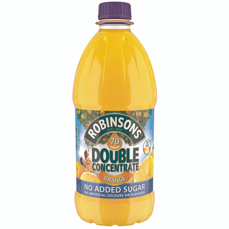 BRT14654 Robinsons Double Concentrate Orange Squash No Added Sugar 1 75 Litre Pack 2 402046