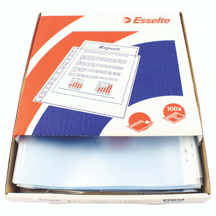 ES23752 Esselte Pocket Top Opening Embossed A4 Clear Pack 100 23752