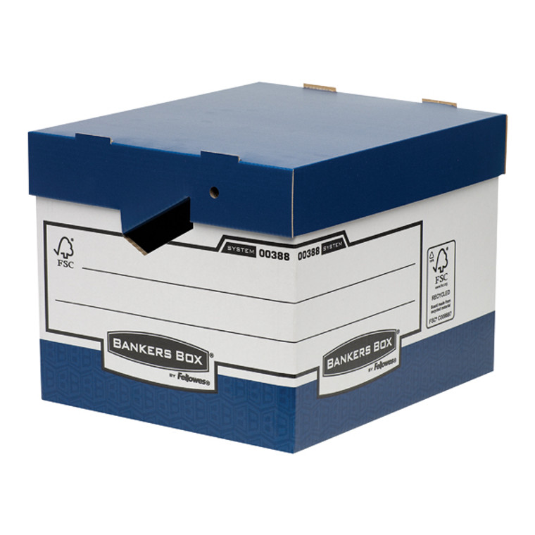 BB43597 Fellowes Bankers Box Heavy Duty Blue White Ergo Box Pack 10 0038801