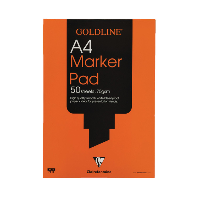 CHGPB1A4 Clairefontaine Goldline A4 30 Sheet 70gsm Acid-Free Bleedproof Paper Marker Pad GPB1A4