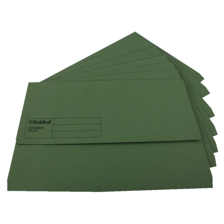 GH14031 Exacompta Guildhall Document Wallet Foolscap Green Pack 50 GDW1-GRN