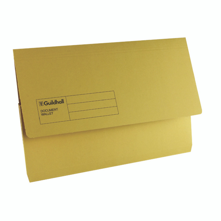 GH14034 Exacompta Guildhall Document Wallet Foolscap Yellow Pack 50 GDW1-YLW